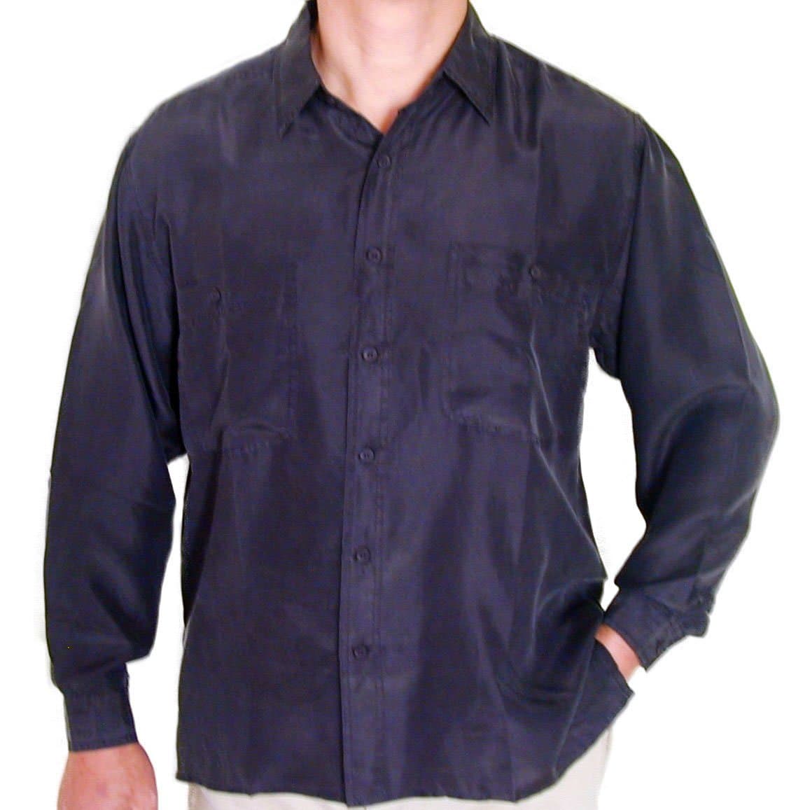 SURPRISE Men's 100% Silk Shirts Black