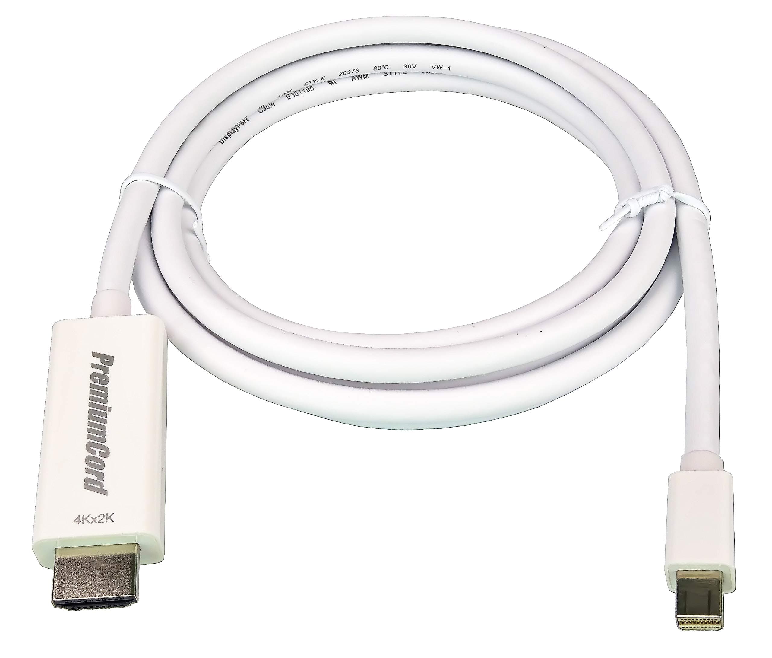 Premium Cord Adapter Mini Displayport 1.2 to HDMI 2.0 Cable 4kx2k @ 60Hz 1m