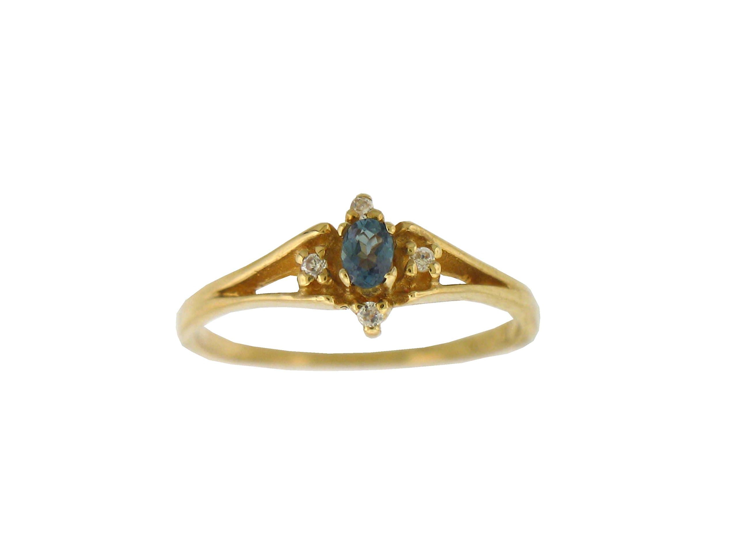 Designed by Ellen Natural Alexandrite Diamond Ring in 14 K Yellow Gold