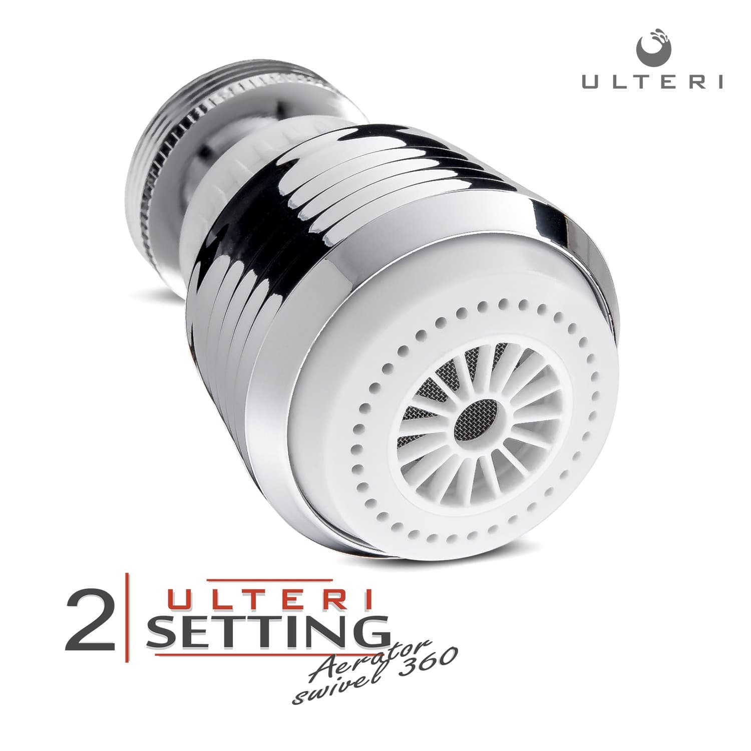 Aerator for Kitchen, Bathroom Faucet, 2 Function Swivel Sprayer, Water Saving Flow 1.5 GMP, Polished Chrome, White