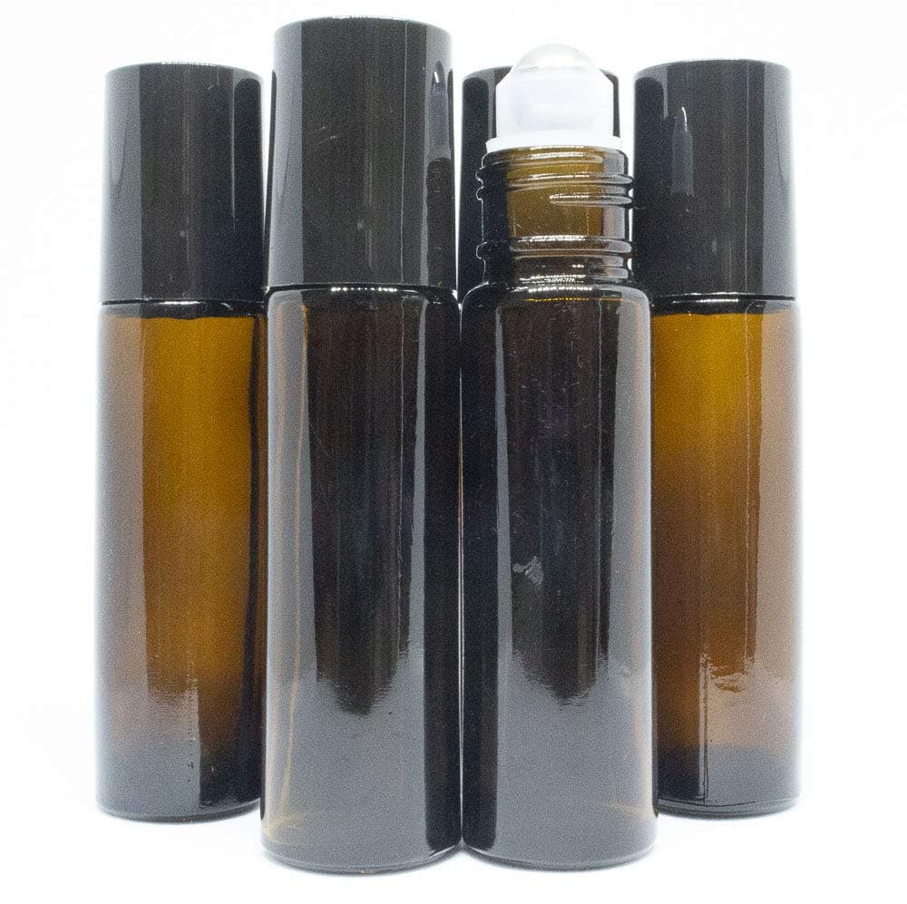 10 Pack 10ml Essential Oils Roller Bottles Amber Glass Roll on Bottles with Stainless Steel Roller Balls Perfect for Fragrance, Lotion, Essential Oils, Mosquito Repellent Liquid, doTERRA, Young Living