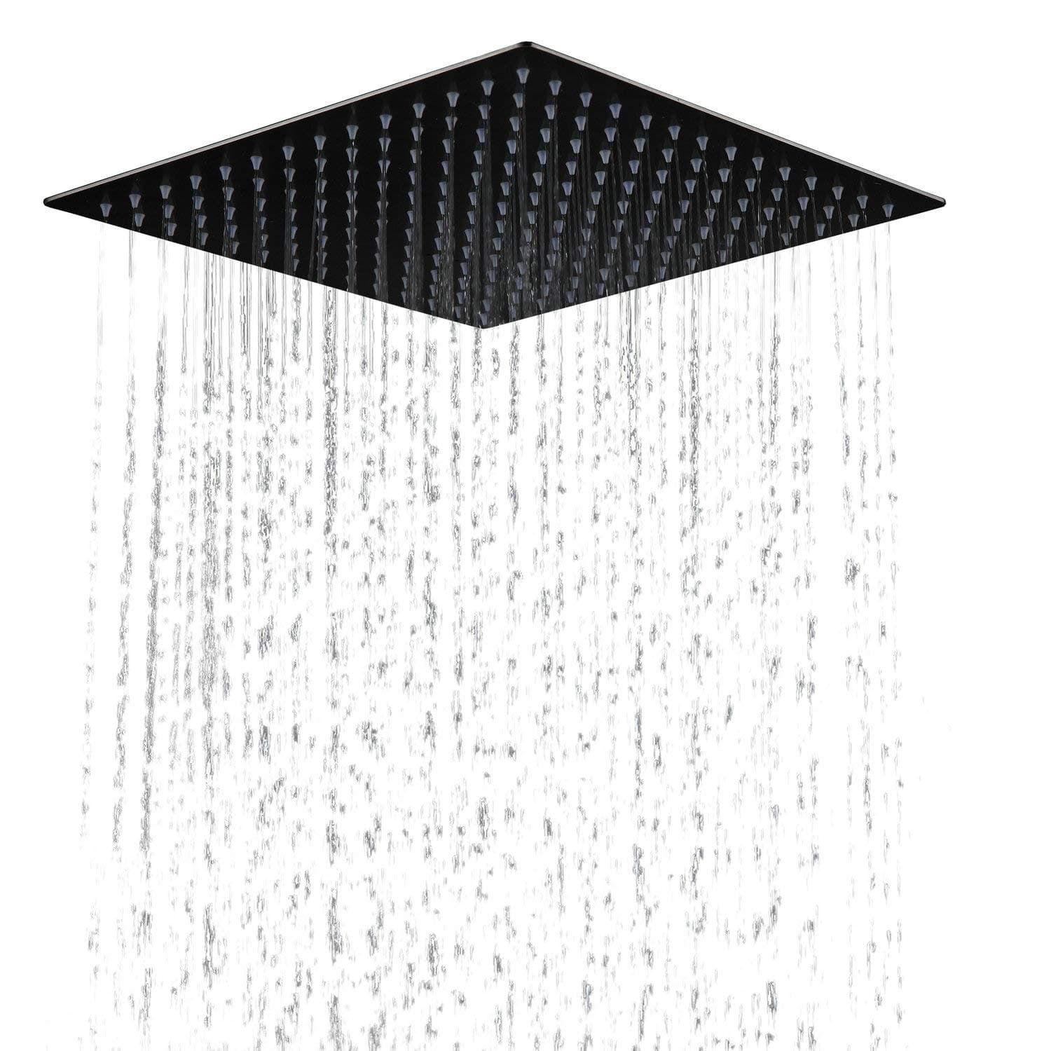 16 Inch Rainfall Shower Head Square Ultra Thin Dark Painting 1/16" Edge With Silicon Nozzles Luxury Sprayer Stainless Steel 304 Leekayer