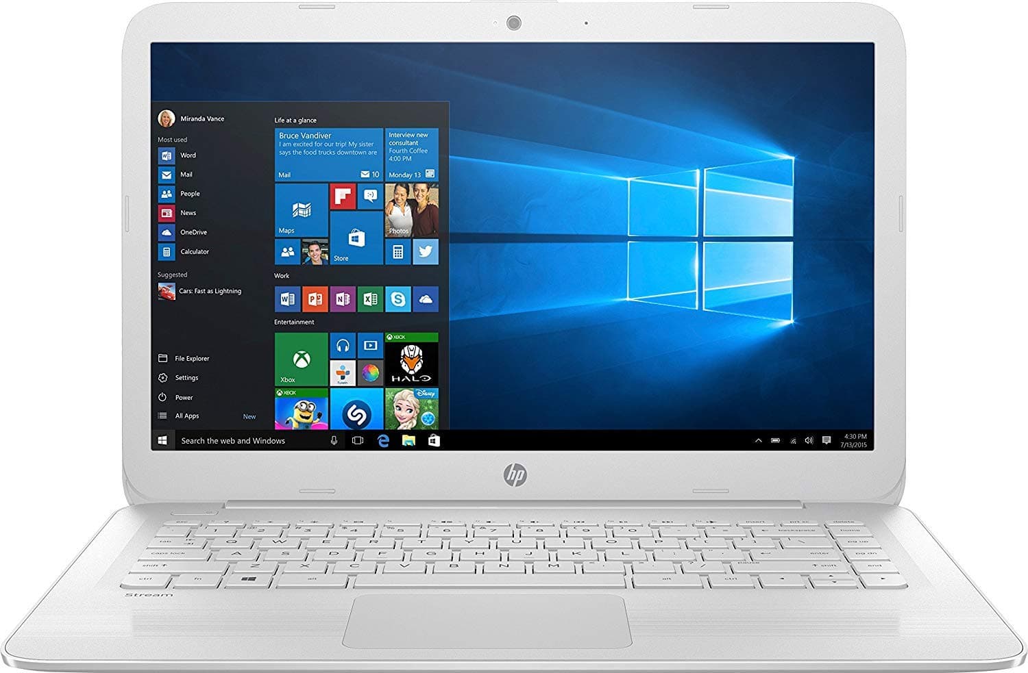 HP Stream 14 14" FHD IPS Laptop - Intel Dual-Core Celeron N3060 4GB RAM 64GB eMMC Bluetooth HDMI WLAN Webcam USB 3.1 1-Year Office 365 Windows