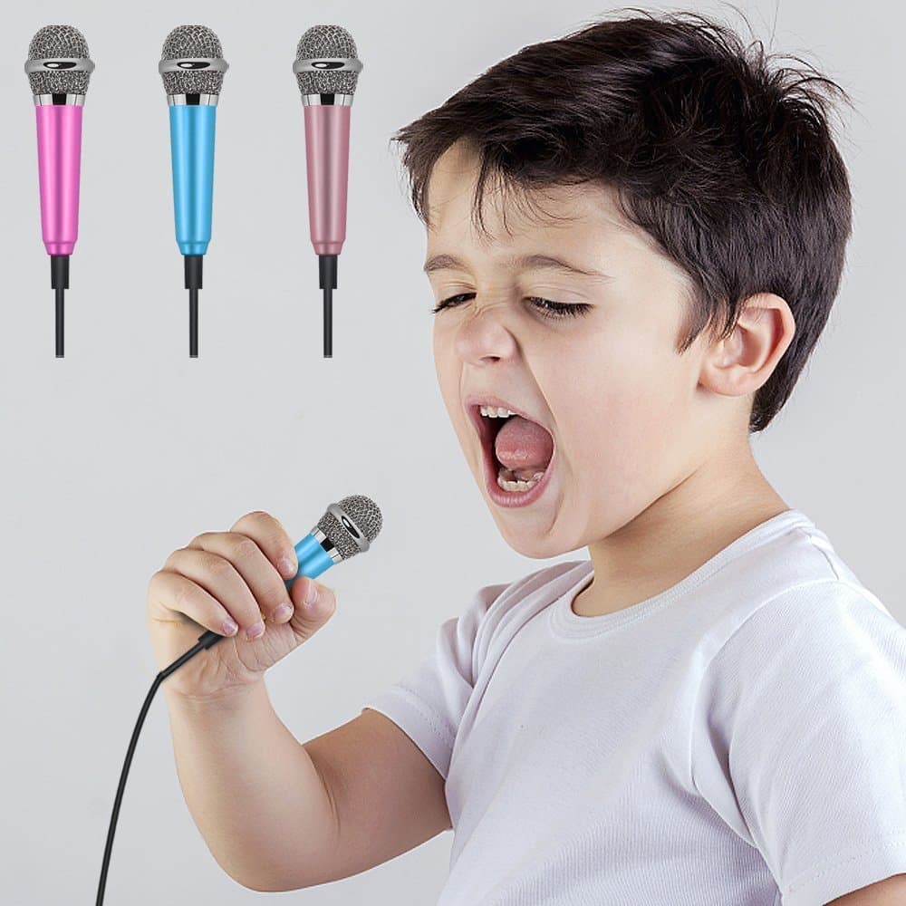 Universal Mini Microphone with Stereo Mic for Singing , Voice Recording, Chatting and on Apple Phone, Android, Tablets, PC (Rose)