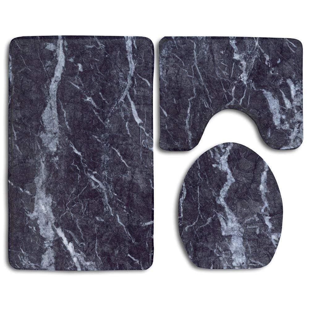 Bath Mat, 3 Piece Bathroom Rug Set Grey White Marble Print Nonslip Bathroom Rug, Soft Bathroom Mat, Dustproof Toilet Cover For Men Women Kids, Bathroom Rugs, Bathroom Accessories