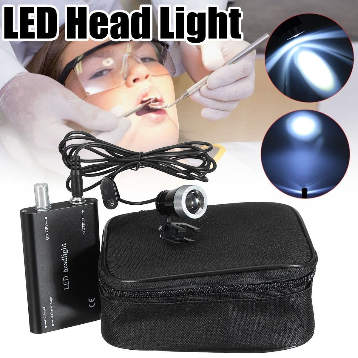 OUBO Head Light Lamp 3W Black Binocular Loupe