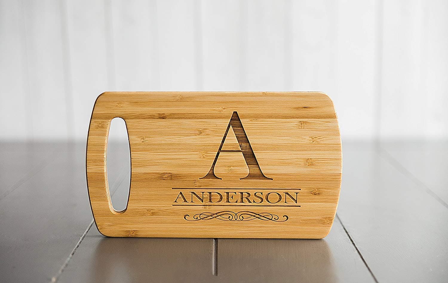 Monogrammed Cutting Board - Wedding Gift for Couples - Wooden Cutting Board with Engraving - Gift for Mom and Grandma (Anderson Design, 5.5" x 9.5" Easy Carry Handled)