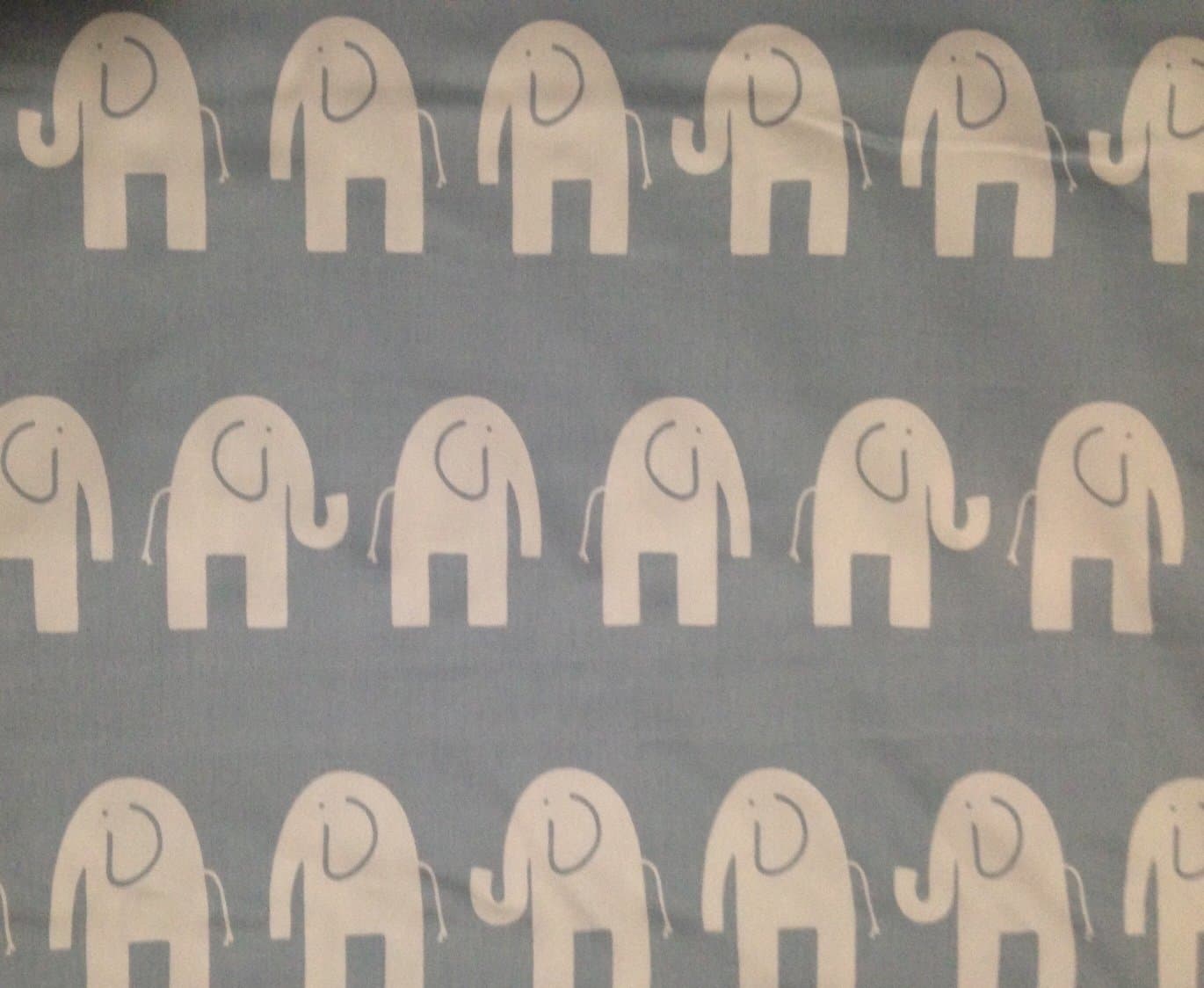 Carousel Design White Elephants on Blue Cotton Twill Fabric (Great for Quilting, Sewing, Craft Projects, Seat Covers, Throw Pillows & More) 1 Yard x 58"