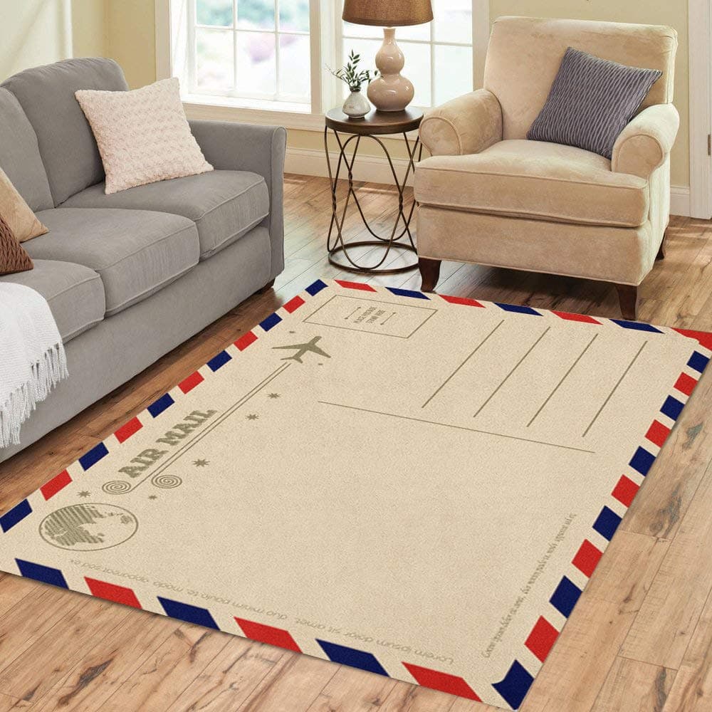 Pinbeam Area Rug Air Vintage Mail Post Envelope Old Airmail Cute Home Decor Floor Rug 2' x 3' Carpet