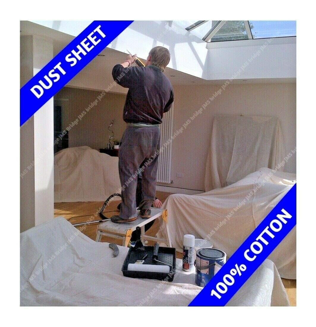 1 x Cotton Dust Sheet Calico Plain Weave 12ft x 9ft Approx (1xCalico129)