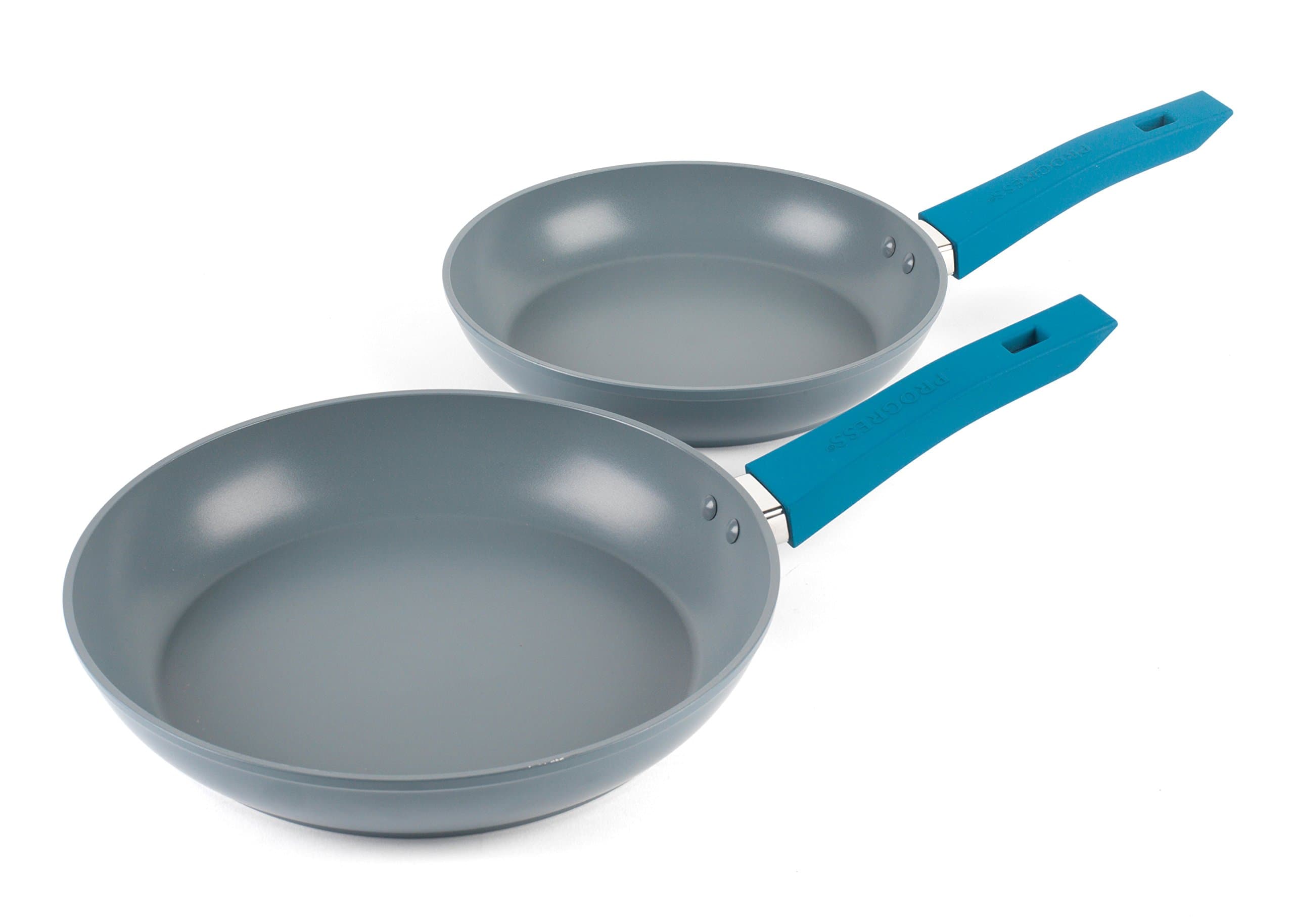 Progress Forged Aluminium Non Stick Frying Pan Set, 24/28 cm, Teal