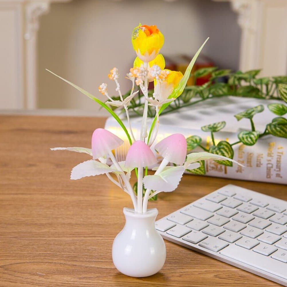 PeepalComm 1Pc Romantic Dream Bed Auto Sensor Lamp Home Illumination Colorful LED Mushroom Night Light