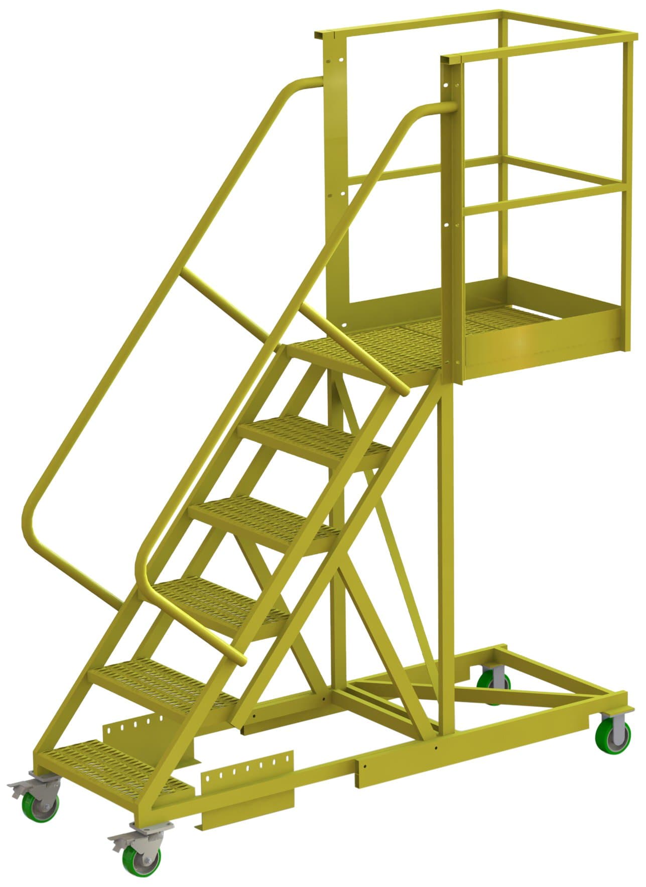 Tri-Arc UCS500630246 U-Design Supported 6-Step, 30-Inch Cantilever Industrial & Warehouse Rolling Ladder with Perforated Tread