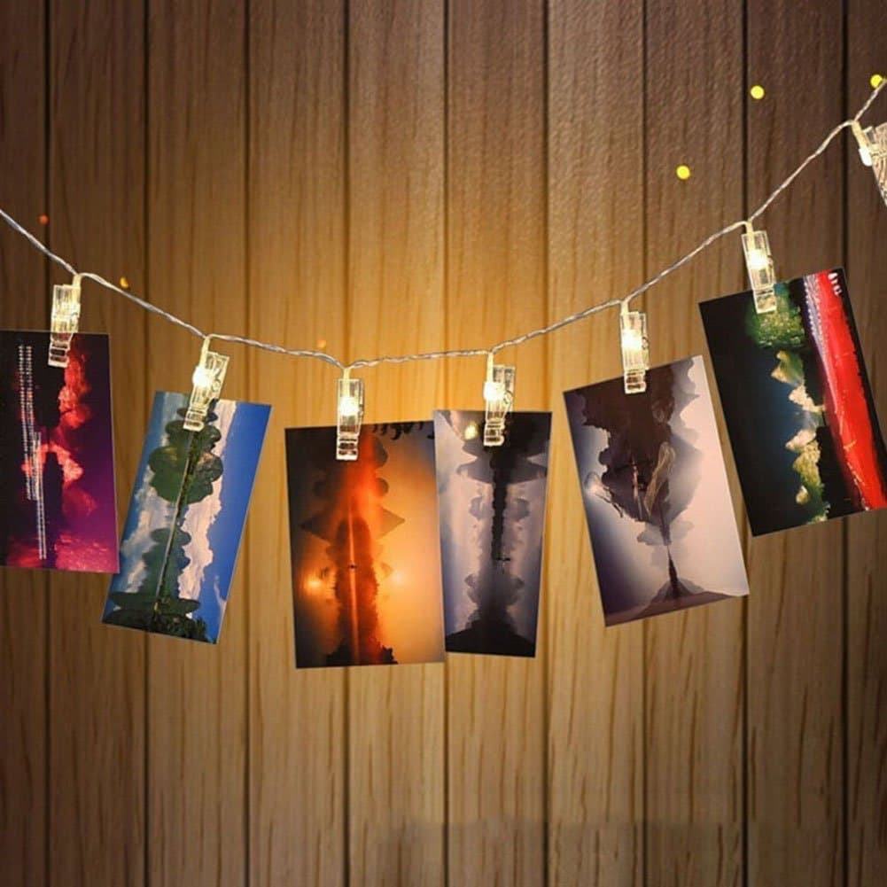 HANGQI 10LED Warmwhite LED Photo Peg Clip String Light Party Wedding Decor
