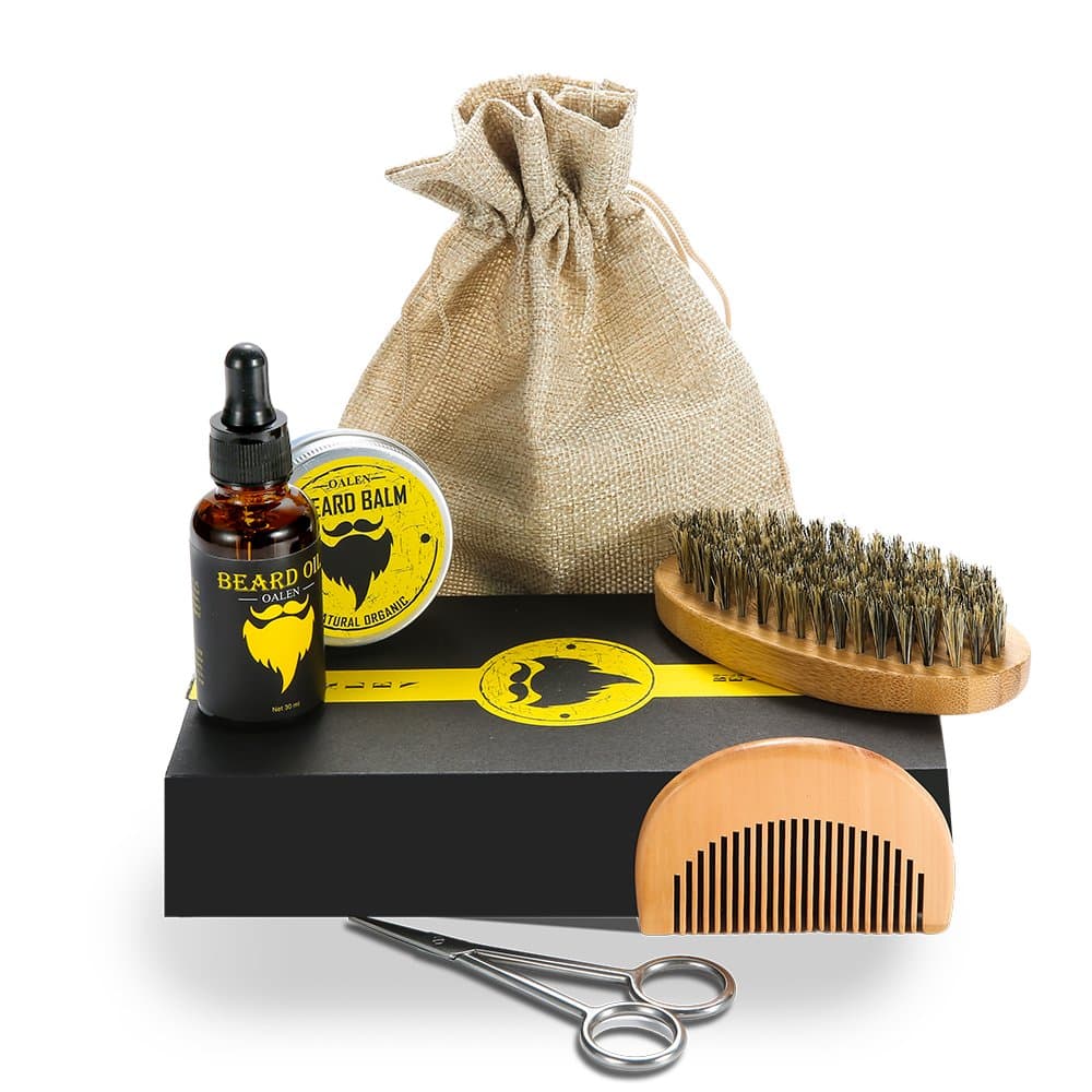 Men Beard Care Grooming Trimming Kit, BEAFRESH Men Beard Gift Set- 30 ml Beard Oil, 30g Beard Balm,Mustache & Beard Comb,Brush and Mustache Scissors for Styling Shaping & Growth
