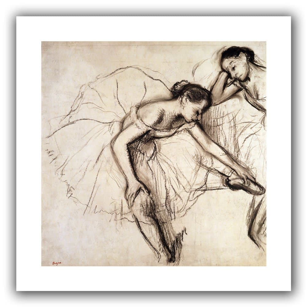 ArtWall 'Two Dancers Resting' Unwrapped Flat Canvas Artwork by Edgar Degas, 22 by 22-Inch