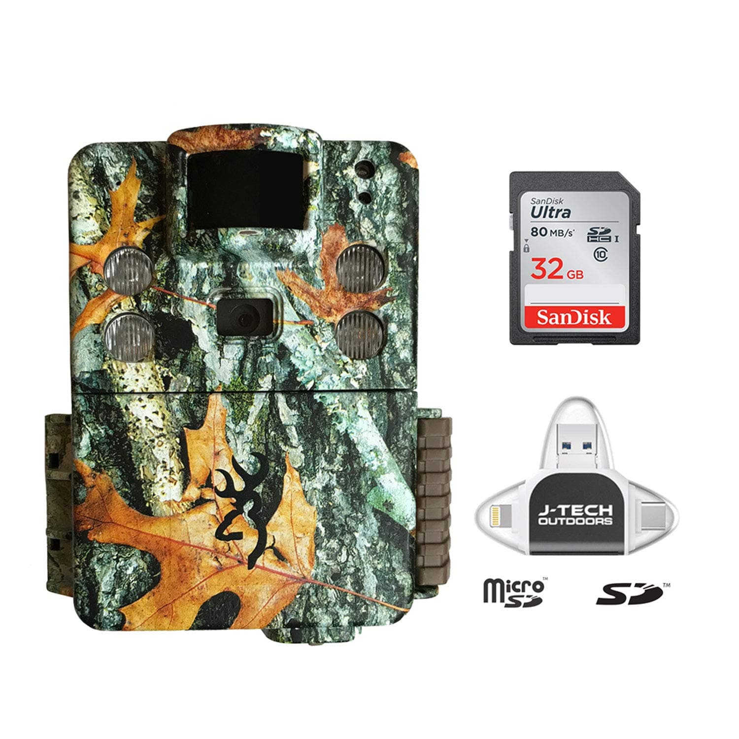 Browning Strike Force HD APEX (2019) Trail Game Camera Bundle Includes 32GB Memory Card and J-TECH iPhone/iPad/Android USB Memory Card Reader | BTC5HDAPX