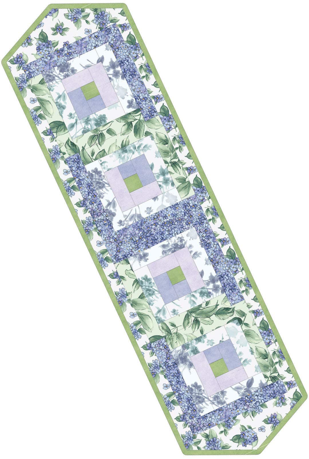 Watercolor Hydrangeas Log Cabin Table Runner Pod Quilt Kit Maywood Studio