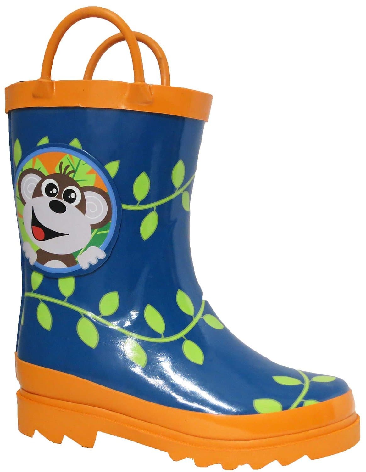 Puddle Play Kids Boys' Monkeyin' Around Printed Waterproof Easy-On Rubber Rain Boots (Toddler/Little Kids)