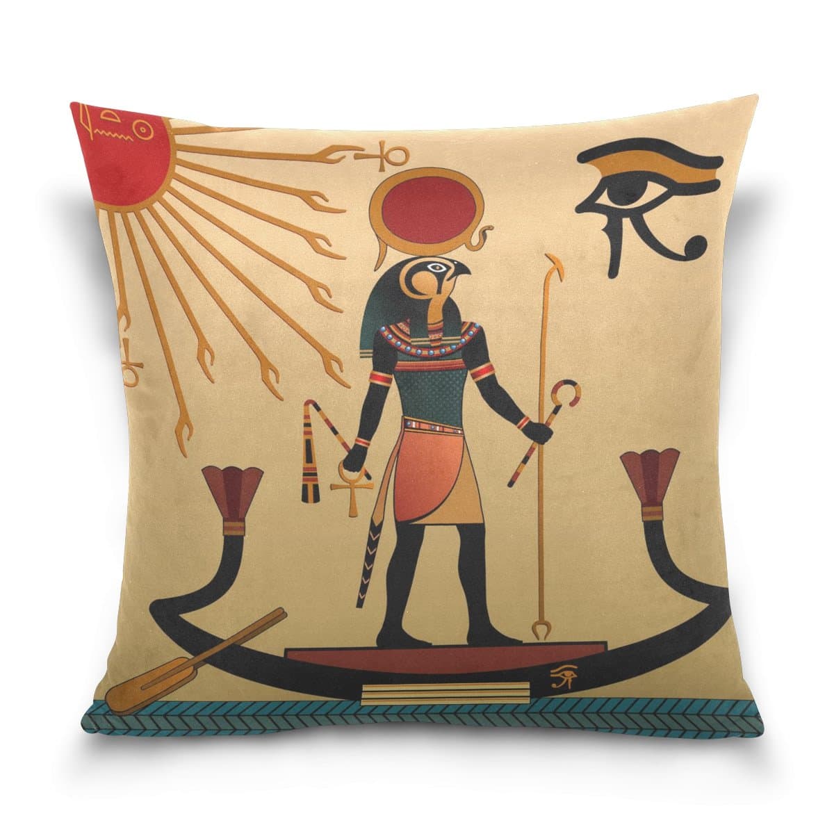ZOEO Square Throw Pillow Case Cover,Ancient Egyptian Mummy Pharaoh Sun God,Soft Cushion Pillowcase 20x20 inch