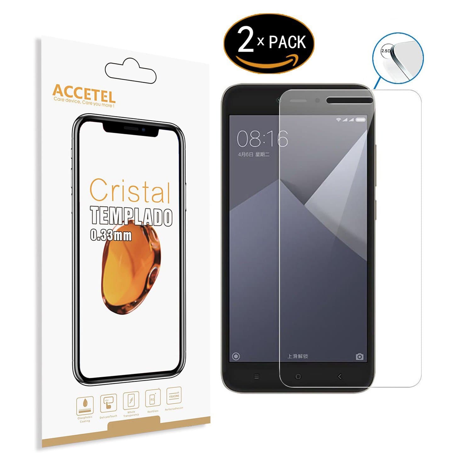 Screen protector for RedMi Note 5A/5A Prime shatterproof screen protector tempered glass film compatible with RedMi Note 5A/5A Prime 5.5'' inches transparent 2-PACK