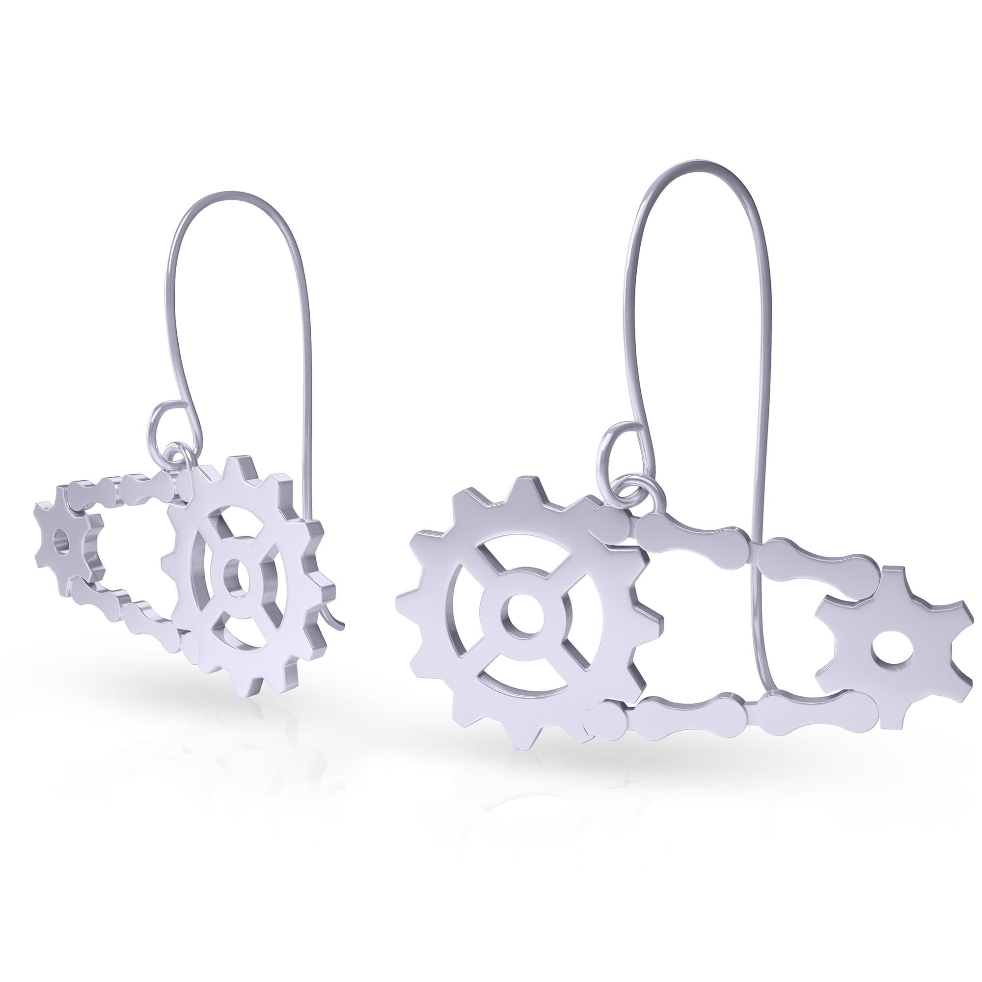 925 Sterling Silver Bicycle Sprocket Earrings