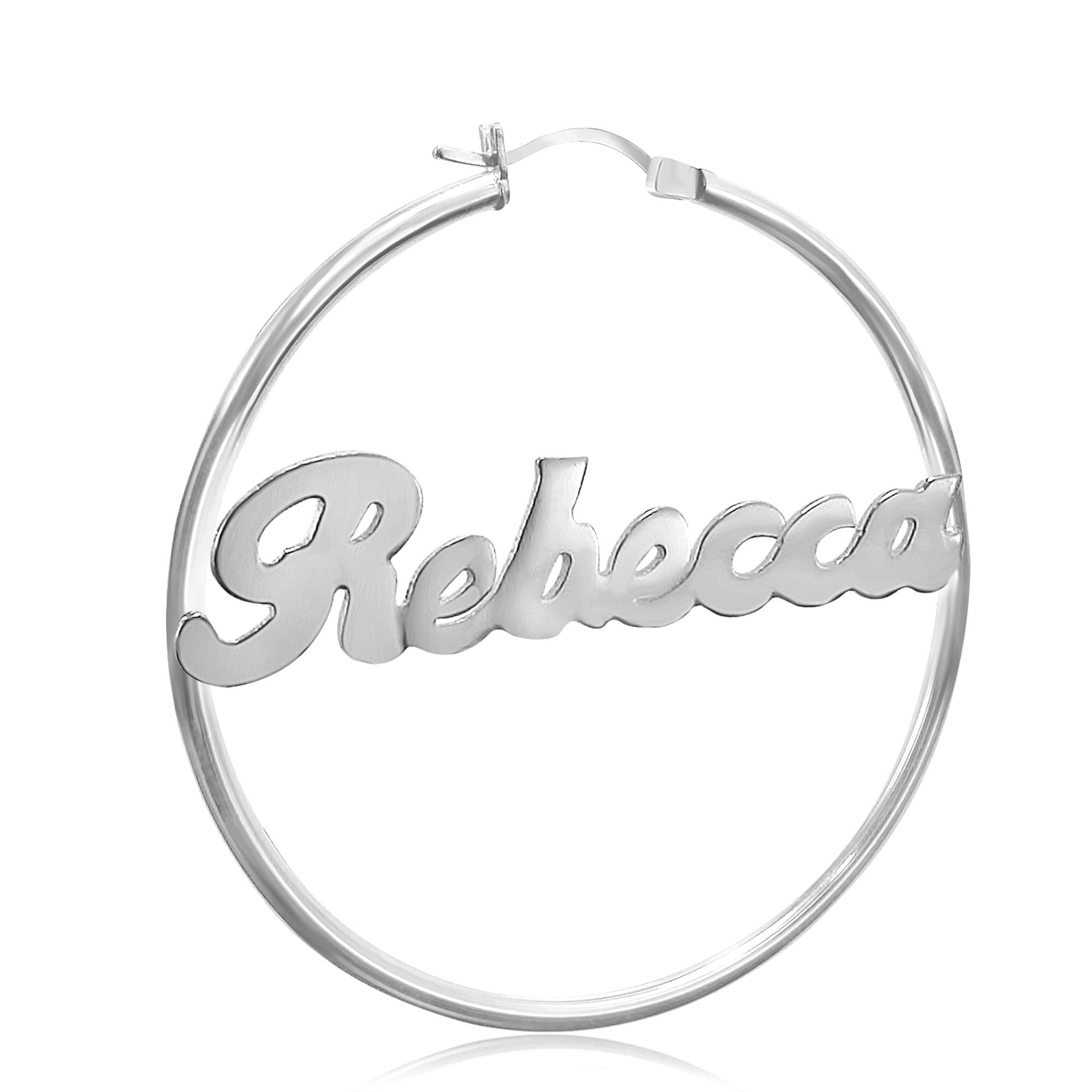 Sterling Silver Name Hoop Earrings 2 inch, Personalize it with any name!