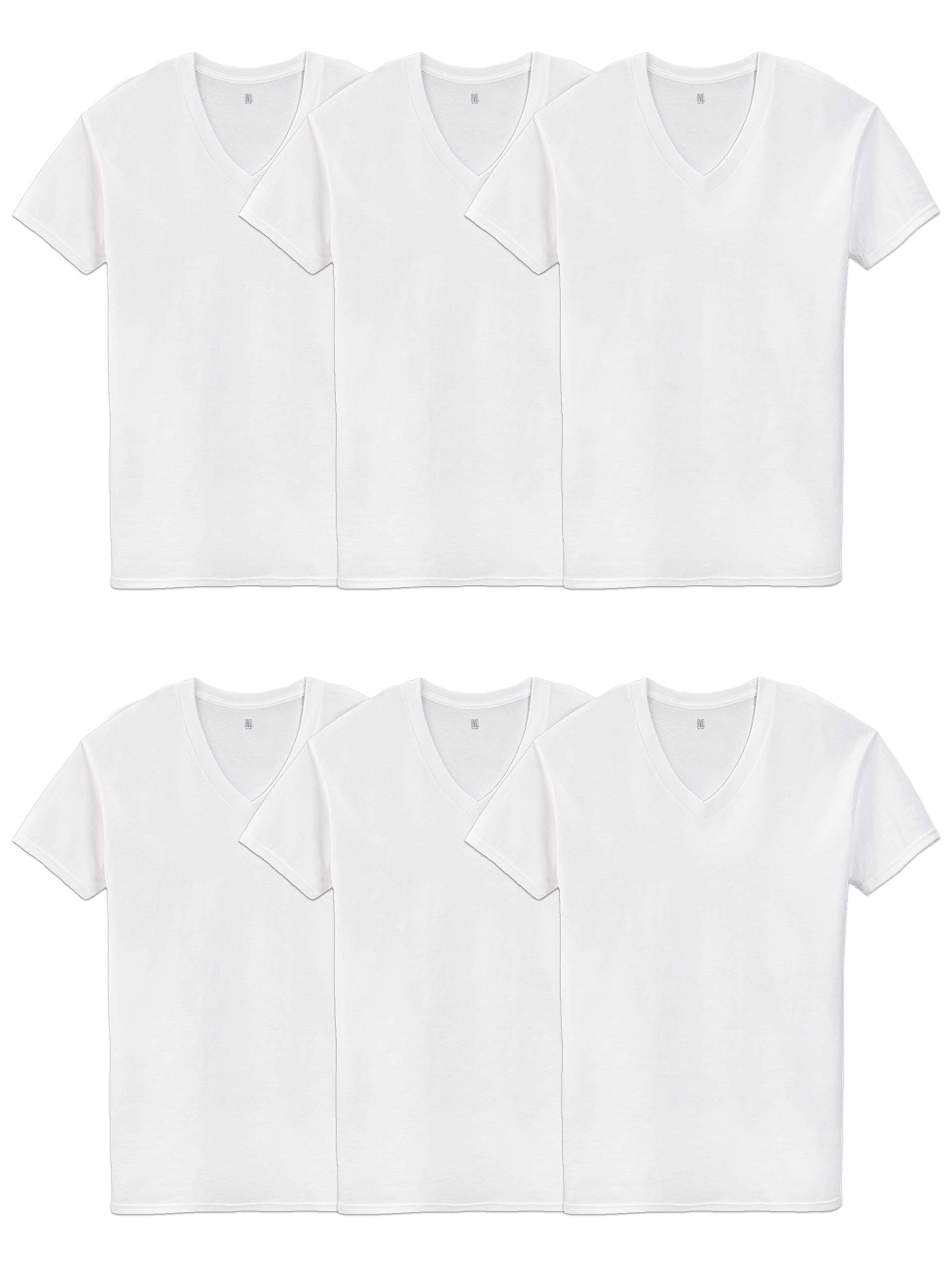 B.V.D. Men's 6 Pack White V-Neck T-Shirt