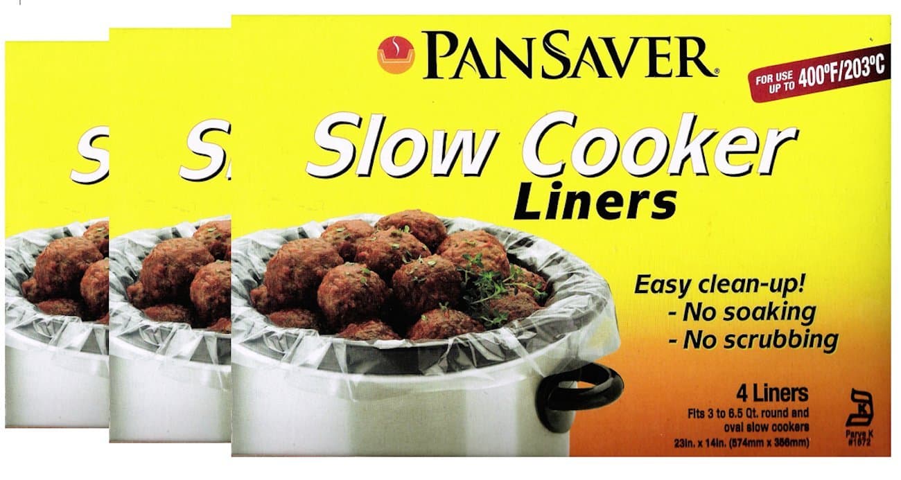 Pansaver Slow Cooker & MultiPurpose Liners, also Fits Baking Dishes and Roasters. 3 Box Bundle (12 Liners). Fits 3 to 6.5 Quart Oval and Round Slow Cookers.