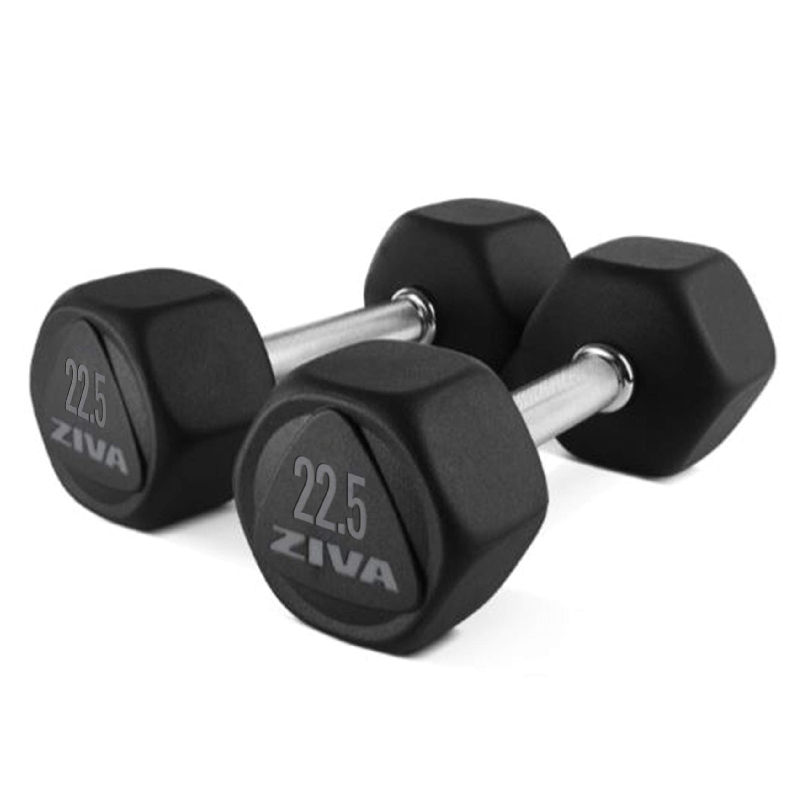 ZIVA Premium Virgin Rubber Hex Dumbbell - High Grade Durable Cast Design, No Odor – Set of Two Dumbbells for Weight Lifting, Strength and Core Training