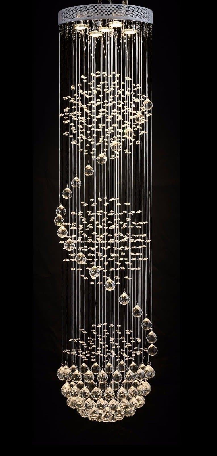 Modern Quality Crystal Raindrop Effect Chandelier Lighting Flush Mount Ceiling Light Fixture Pendant Lamp Bedroom Dining Room Bathroom Diameter 40 x Height 150 cm GU10 LED Bulbs Required