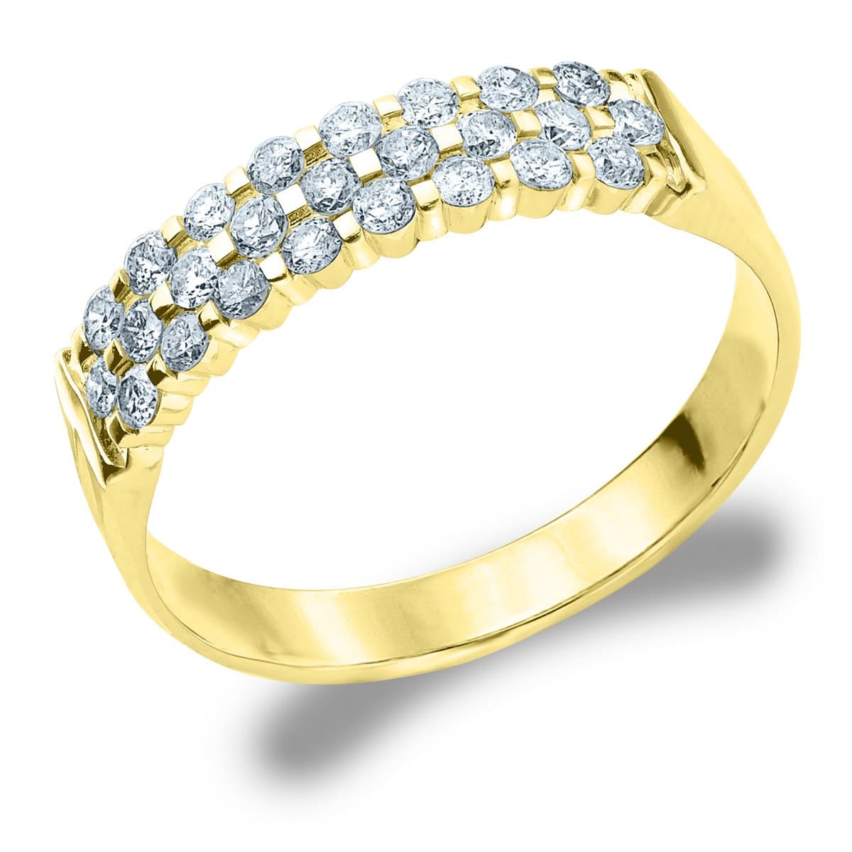 3 Row Diamond Ring, 25 Round Genuine Diamonds Total .50cttw in 10K Gold, Stunning Diamond Wedding Anniversary Ring for Women