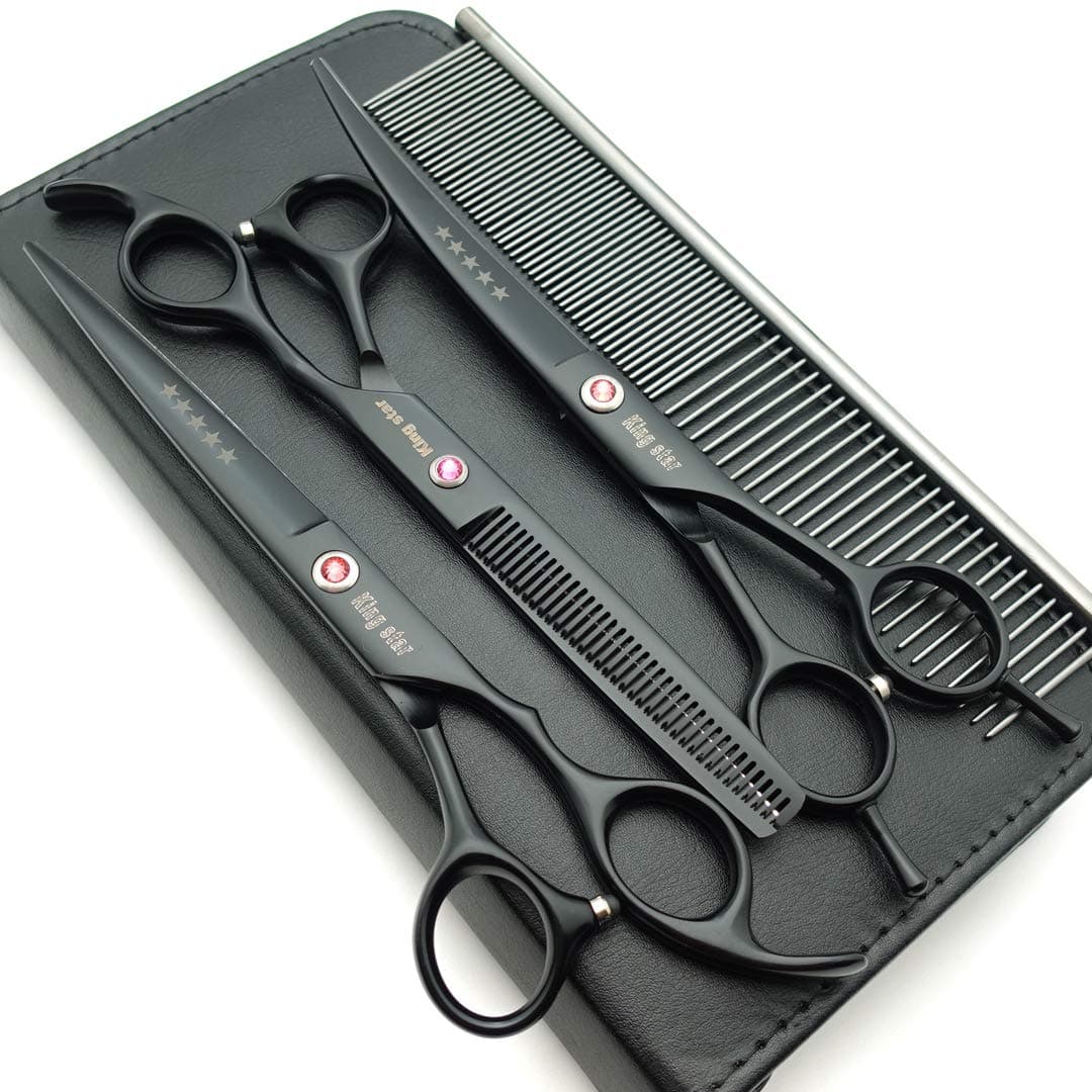 Kingstar Professional Pet Grooming Scissors Set Straight Scissors Thinning Scissors Curved Scissors with Comb case Comb