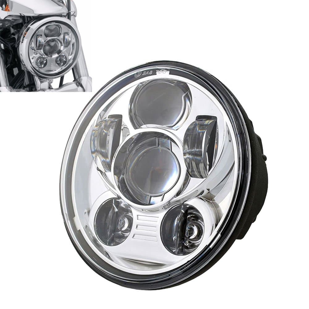 HUMTOU 5.75" 5 3/4 Inch Chrome Daymaker LED Headlight for Harley Davidson Motorcycles