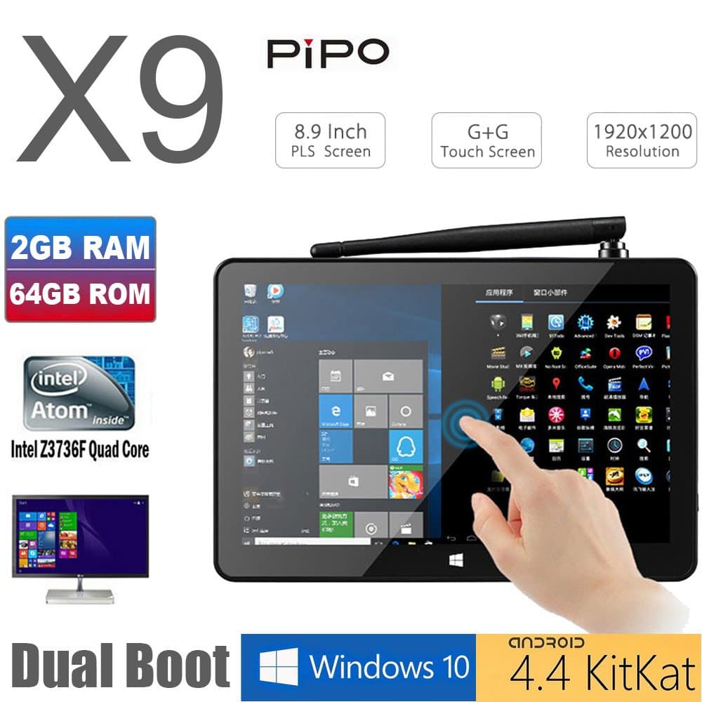 TOZO PIPO X9 64GB Mini Computer 8.9" 1920x1200 PC TV Box Desktop Intel Z3736F Quad Core Windows10 Android 4.4 Kikat Dual Boot Mini PC 2GB RAM 64GB ROM