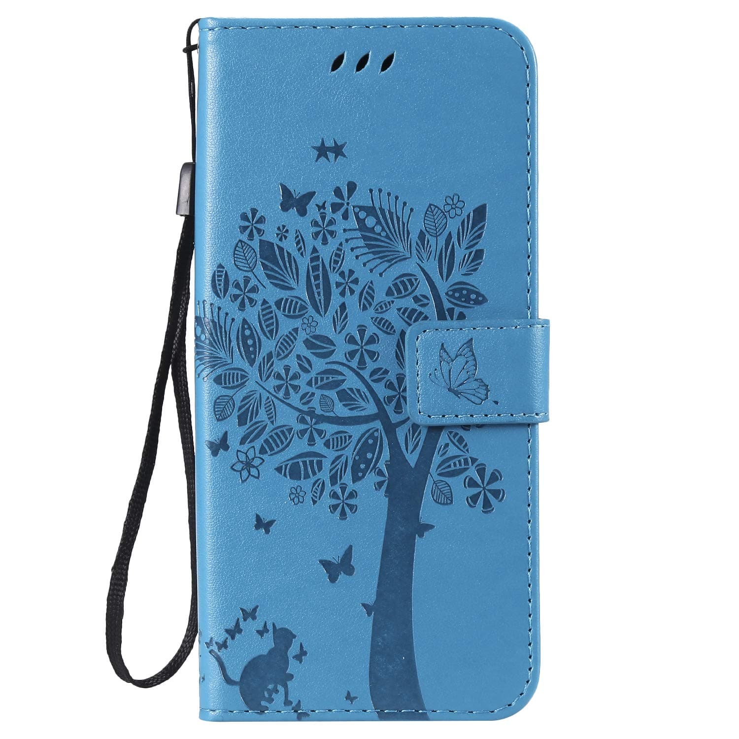 Samsung Galaxy S10 Plus Case, PU Leather Wallet Phone Cover Cat & Tree Pattern Flip TPU Shockproof Shell Slim Protective Case for Samsung S10 Plus/S10+ with Card Holder Magnetic Closure - Blue