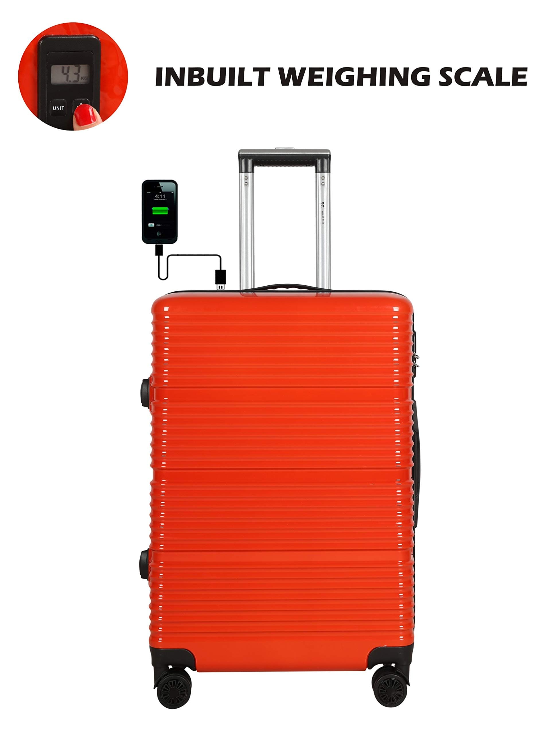 Atlantis Smart Series USB Charging 20 inch / 55 cm 4 Wheel Trolley Luggage Cabin Size Suitcase