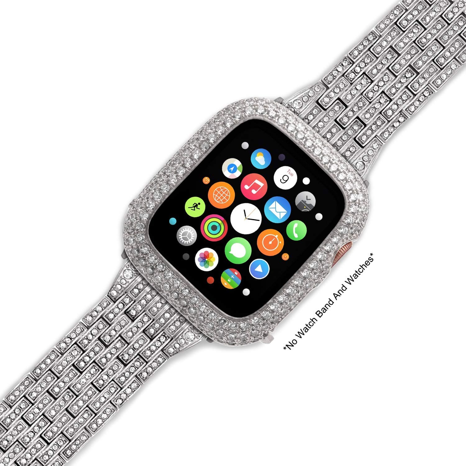 iRepair Sparkling Crystal Diamond Case Cover Bezel Compatible with Apple Watch Series 3 Series 2 - Silver (42mm)