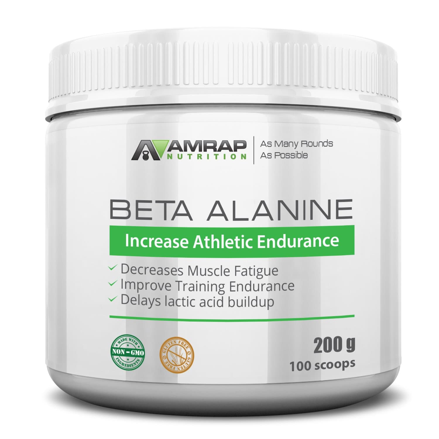 AMRAP Nutrition - Beta-Alanine & - Pre-Workout Supplement to Improve Endurance, Enhance Power, Decrease Muscle Fatigue - Raises Carnosine Levels and Delays Lactic Acid Buildup