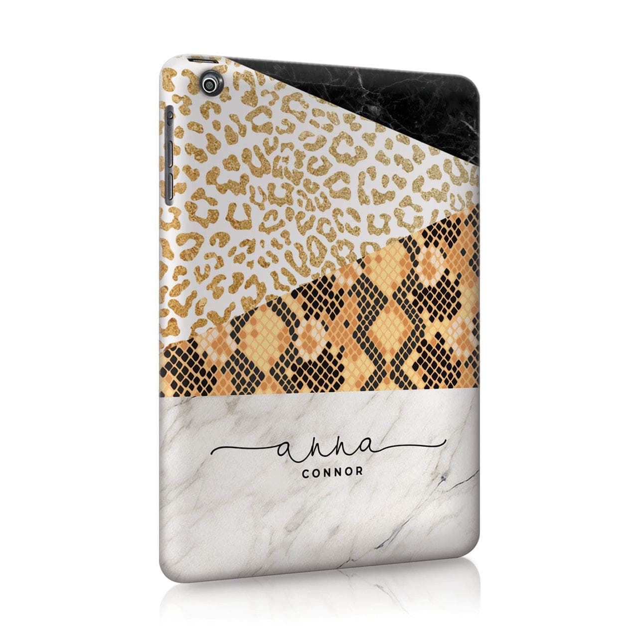 Personalised iPad 2/3/4 Tirita Case Hard Cover PRINTED GLITTER, NO REAL GLITTER Animal Print Snake Rose Gold Leopard Skin Custom Initials Name