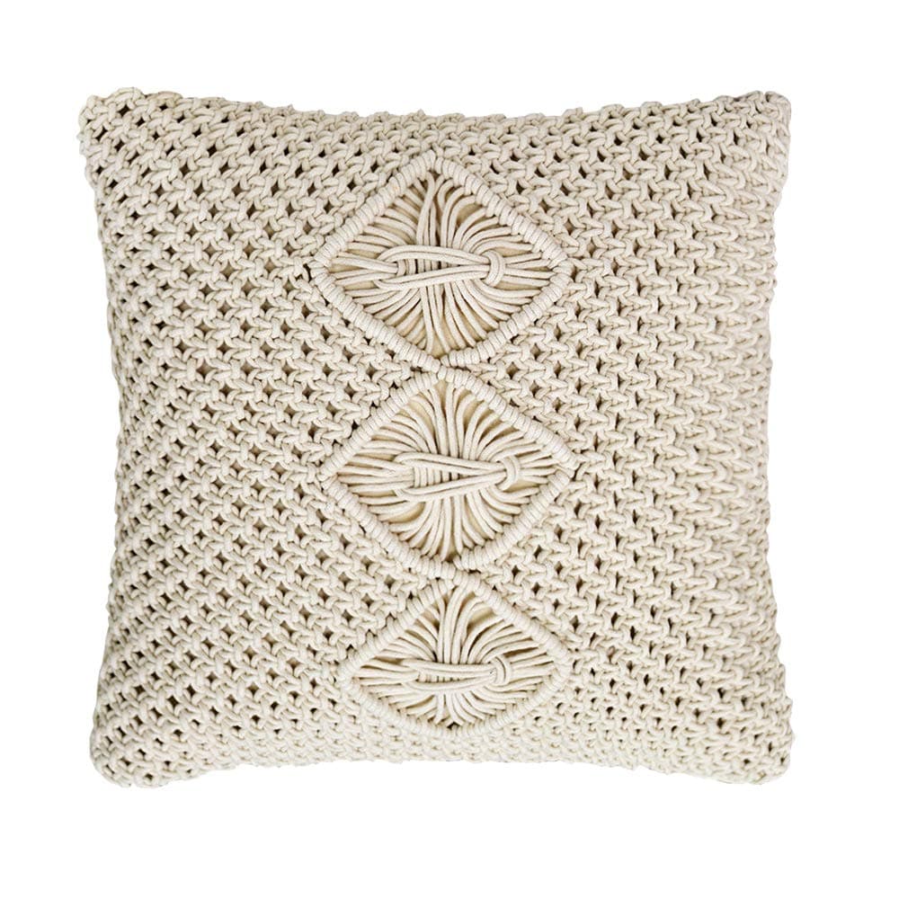 TEALP Macrame Throw Pillow Cover Decorative Throw Pillows, Handmade Home Decor Sofa Pillows