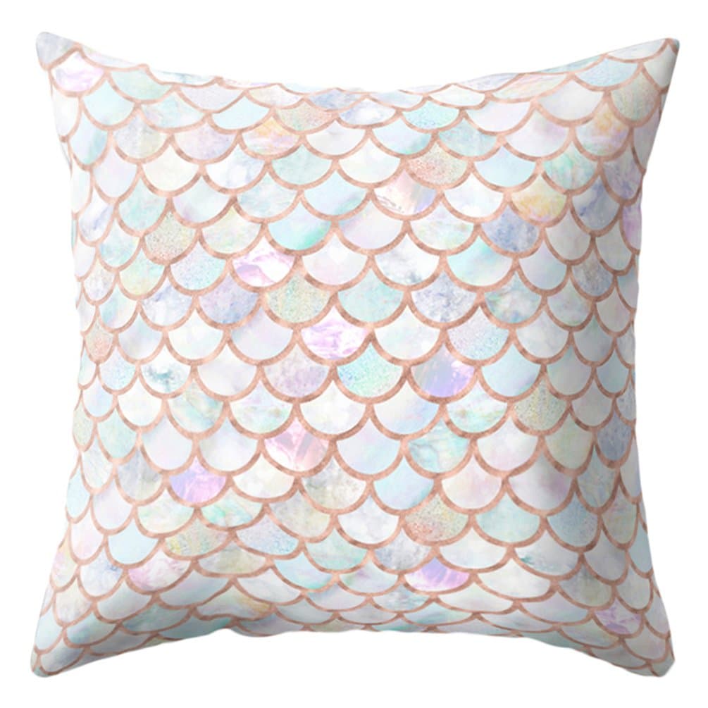 Profusion Circle Mermaid Fish Scales Throw Pillow Case Bed Sofa Cushion Cover Living Room Home Decor