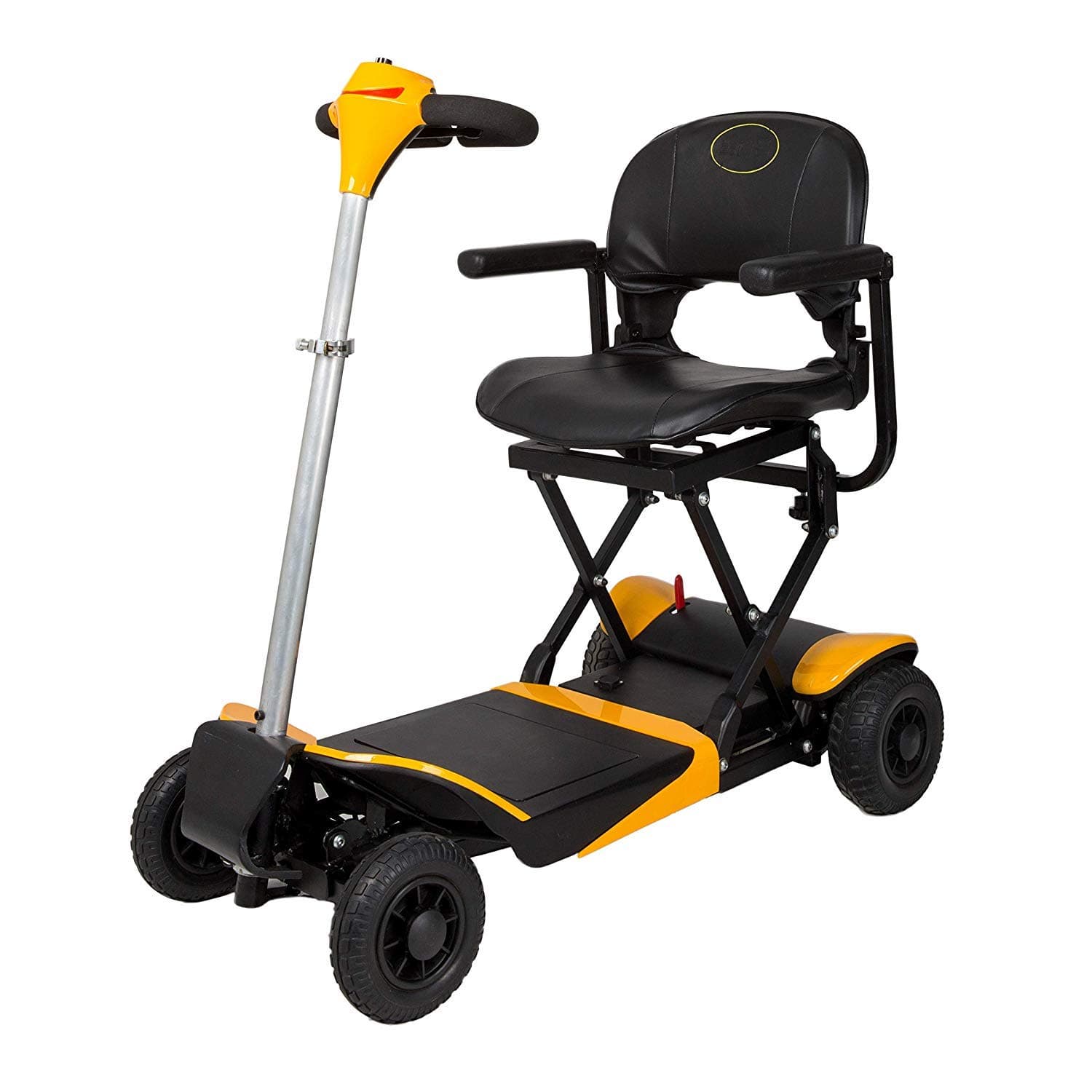 WISGING Portable Scooter - Automatic Foldable Lithium Powered Travel Compact Scooter 4-Wheel Heavy Duty Support 300 lbs Only Weight 48 lbs Auto Folded by Key