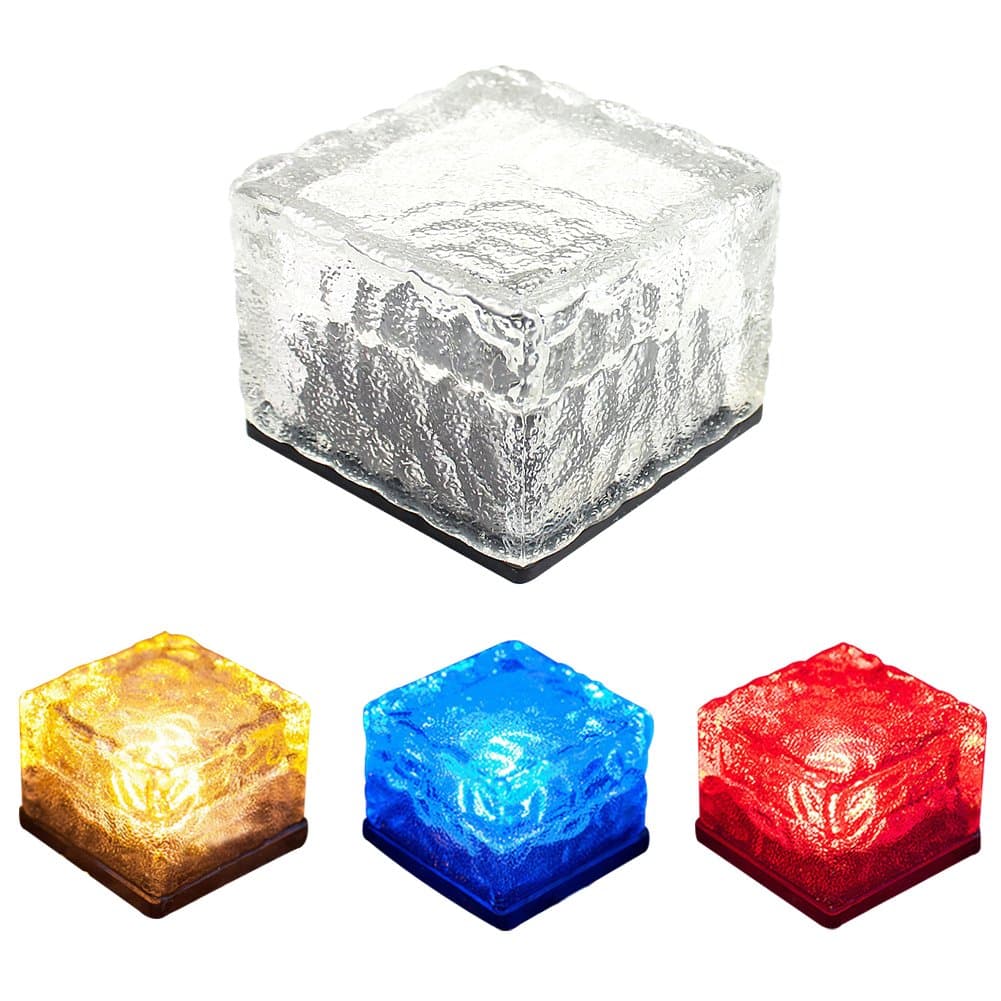 SOOJET Solar Landscape Path Lights Waterproof, LED Color Changer Lights, Material Glass + ABS Plastic Lights Ice Cubes Light for Garden Decoration (Multi-Color)