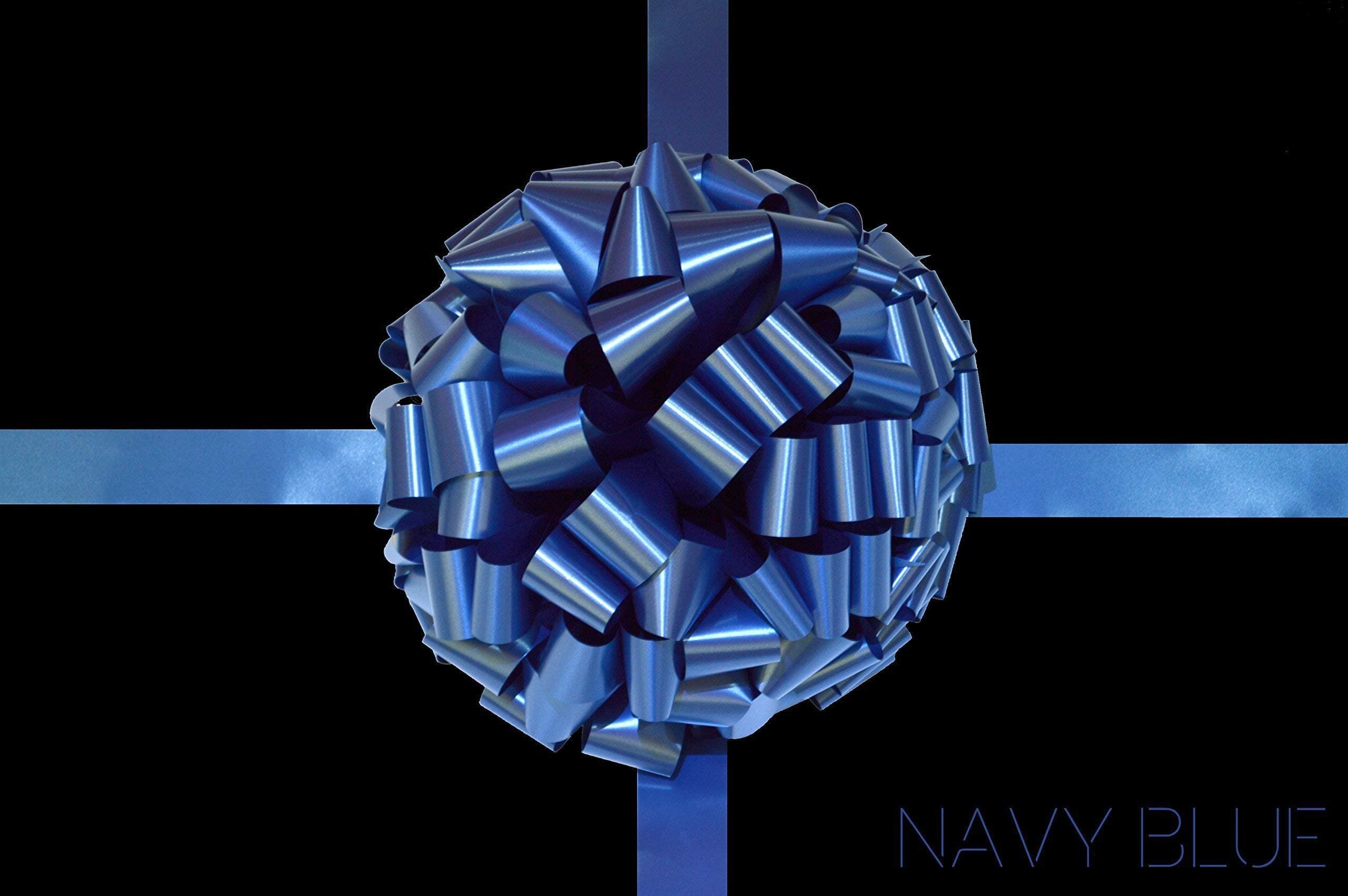 Navy Blue Large Giant Bow Handmade in For Gift Present Car Bike Bus Various Sizes 25cm/10inch - 32cm/13inch Various Lengths Ribbon