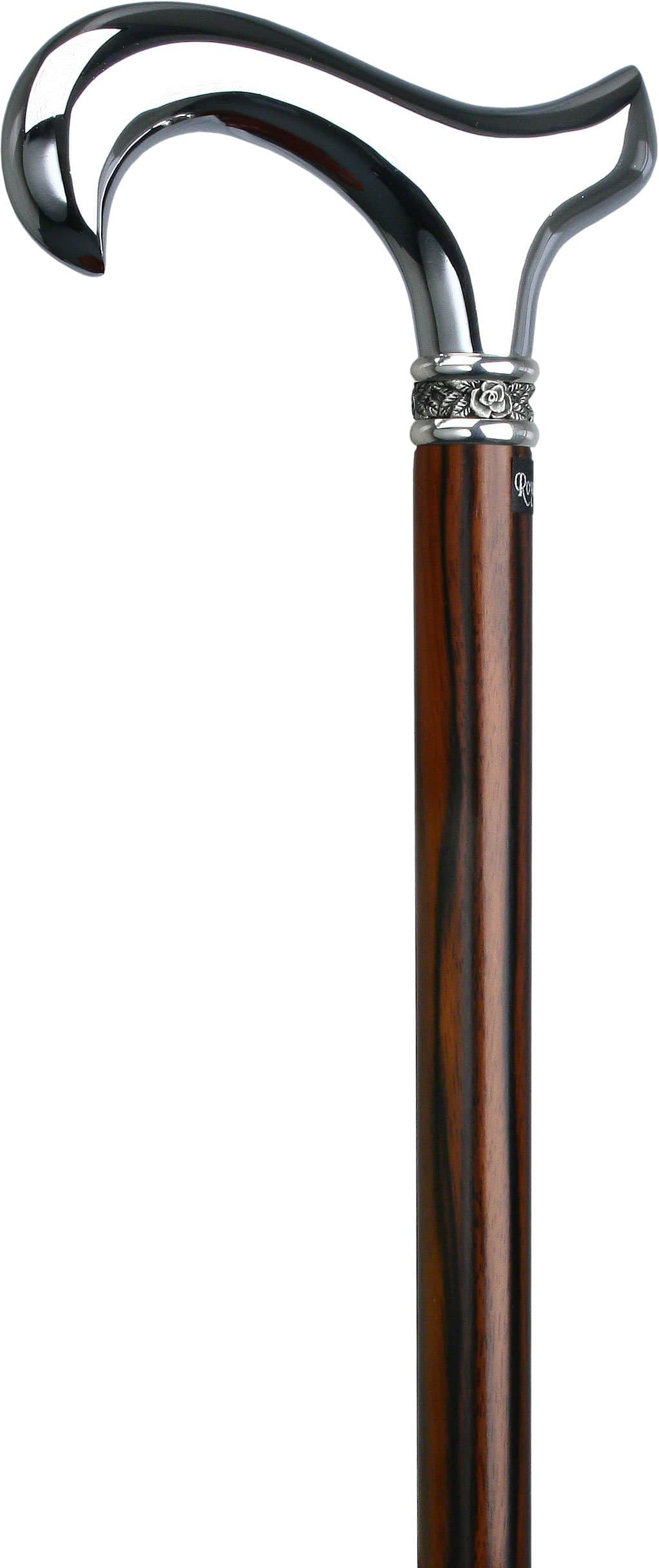 Chrome Plated Derby Walking Cane with Ebony Shaft