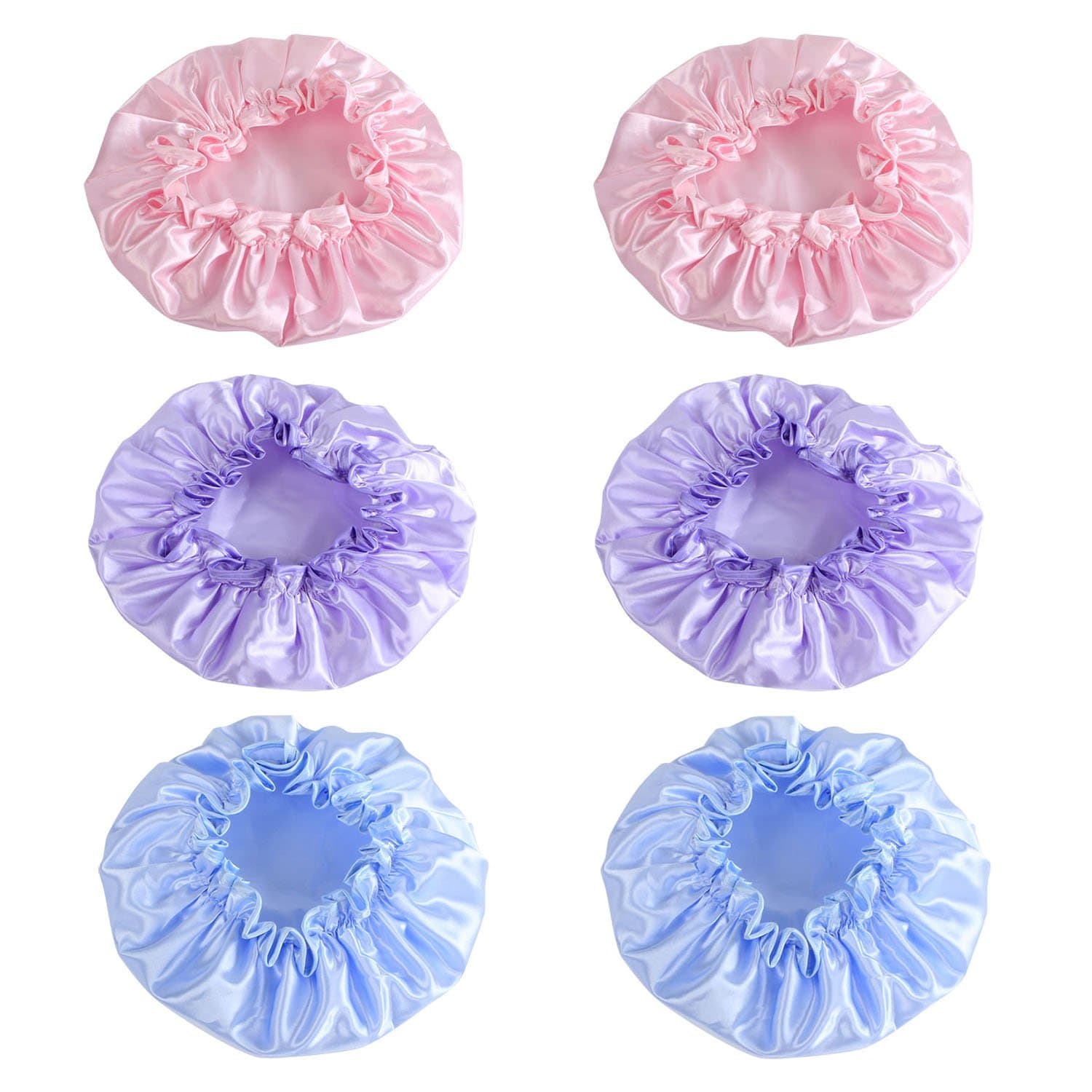 Adecco LLC Satin Bonnet-Premium, Extra Large Satin Sleep Bonnet Night Cap,double layered,reversible multi color 6 Pack