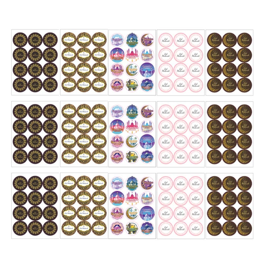 TENDYCOCO 40 Sheets Adhesive Seal Stickers Eid Mubarak Candy Bag Decals Wrapping Stickers DIY Gifts Supplies Decoration for Eid Mubarak Muslim Party(Random Pattern)