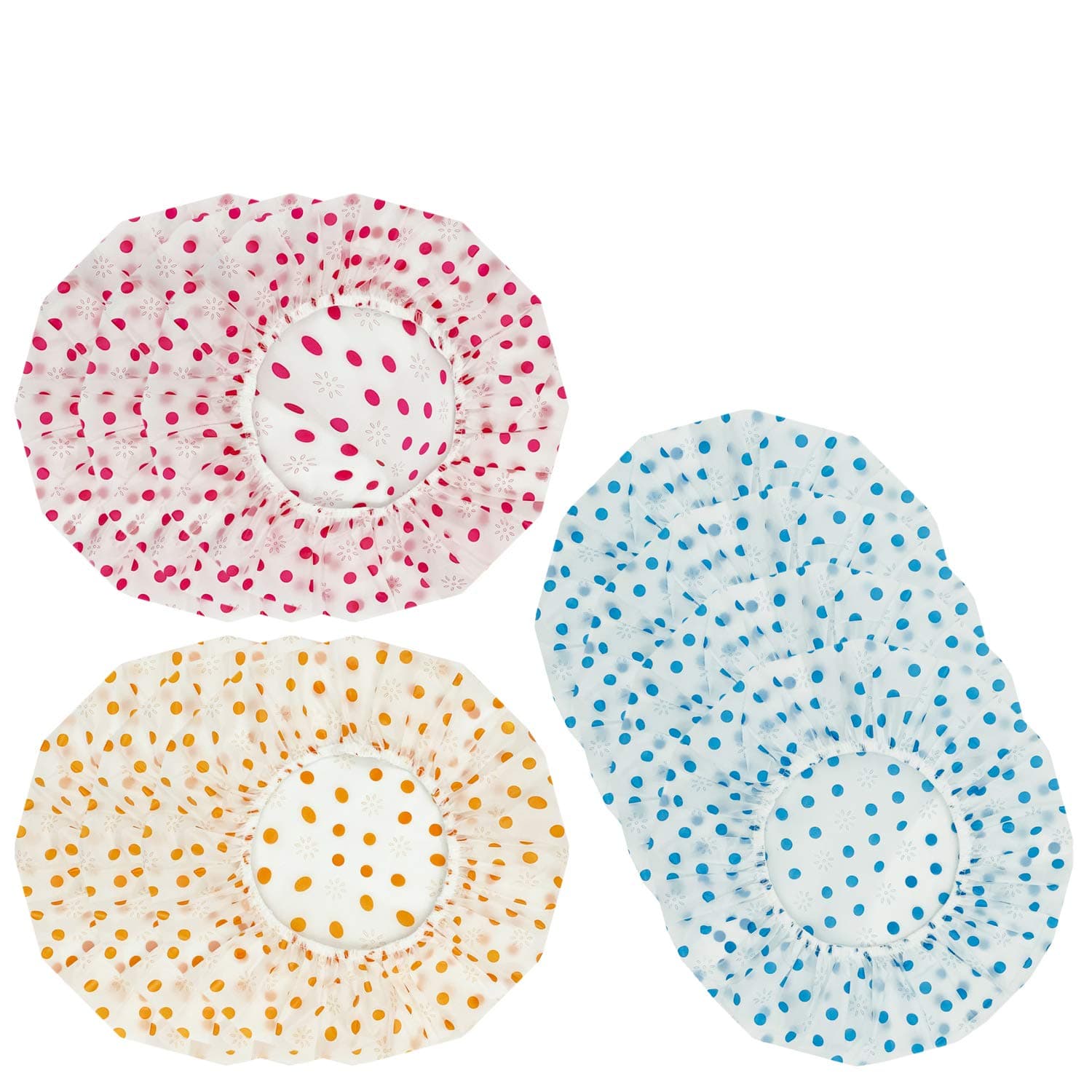 10pcs Waterproof Shower Caps Elastic Reusable Plastic Bathing Hair Cap for shower, cooking and salon, Random Color