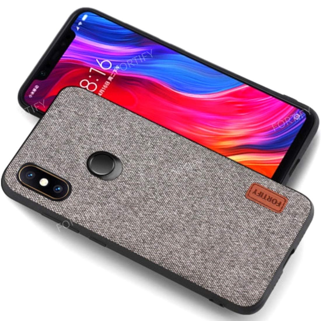 Fortify Soft Fabric Hybrid Protective Back Cover Case for Xiaomi Redmi Note 6 Pro/Mi Note 6 Pro (Fabric/Leather-Fabric Series, Grey)